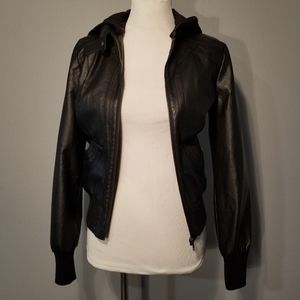 Full Tilt Medium Faux Leather Black Jacket